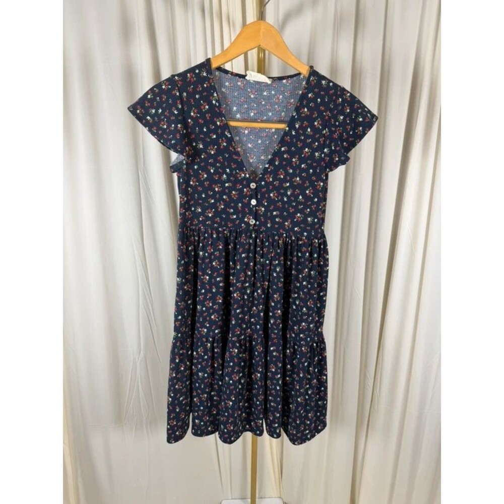 Jessica Simpson Floral Button Front Tiered Babydoll Mini Dress Small EUC